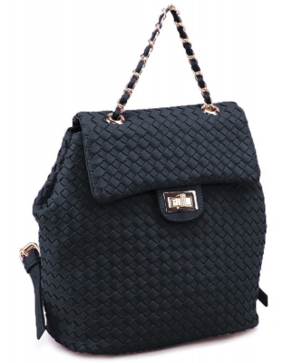 Fashion Woven Backpack CHARLOTTE BLACK MS-5119